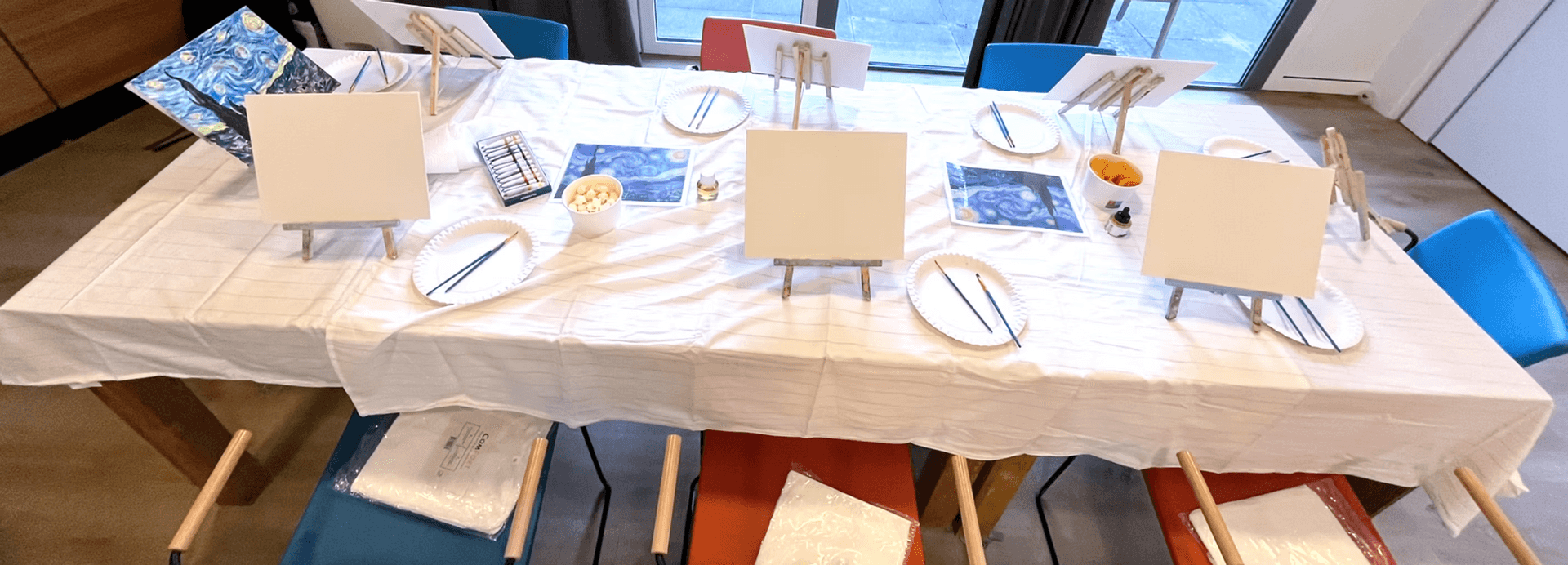 Praktische voorbereiding van een Van Gogh schilderworkshop