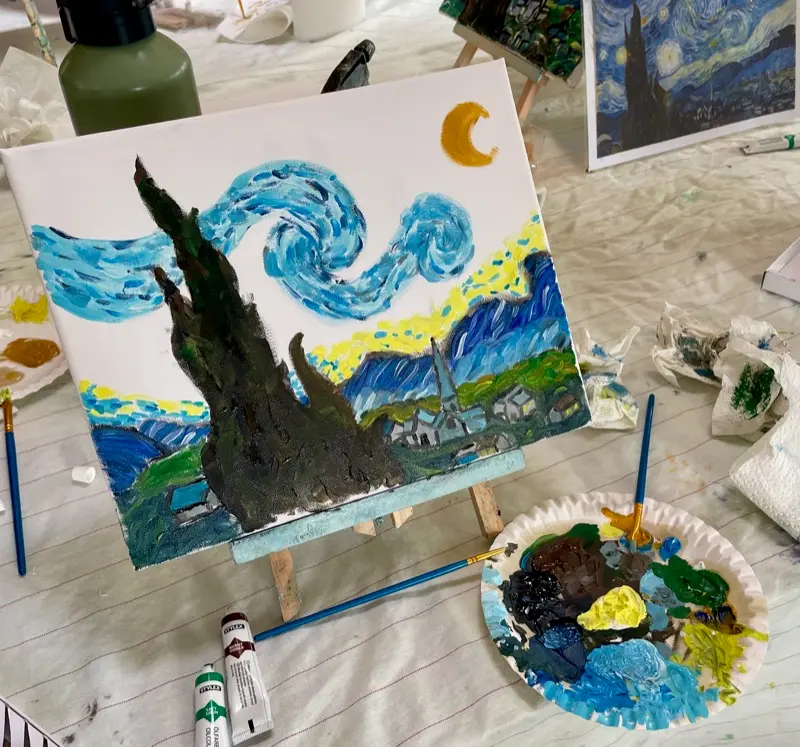 Schilderen tijdens de workshop